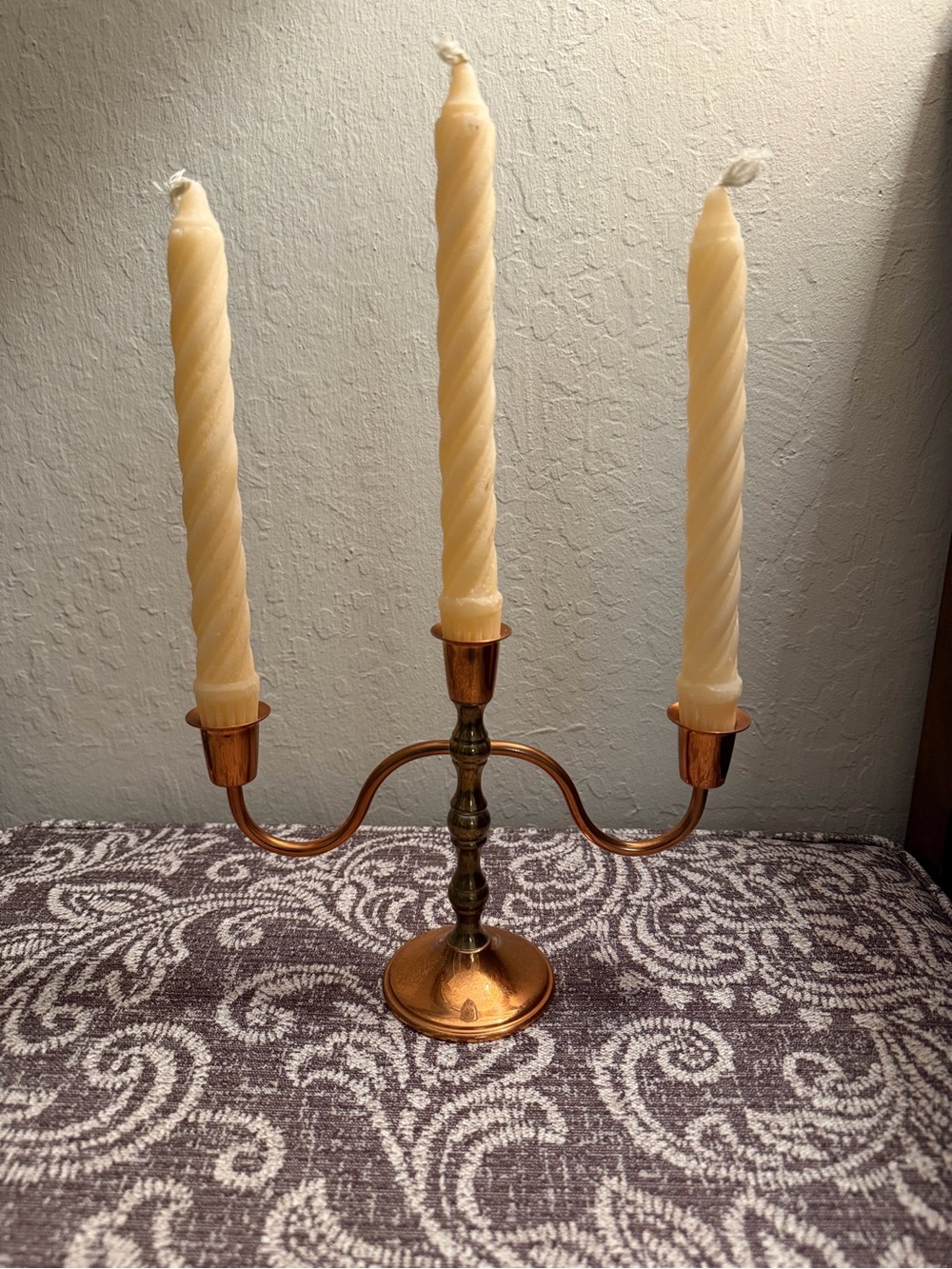 VTG Coppercraft Guild 3-Arm Candelabra Copper Brass Boho Mid Century Canada 7”